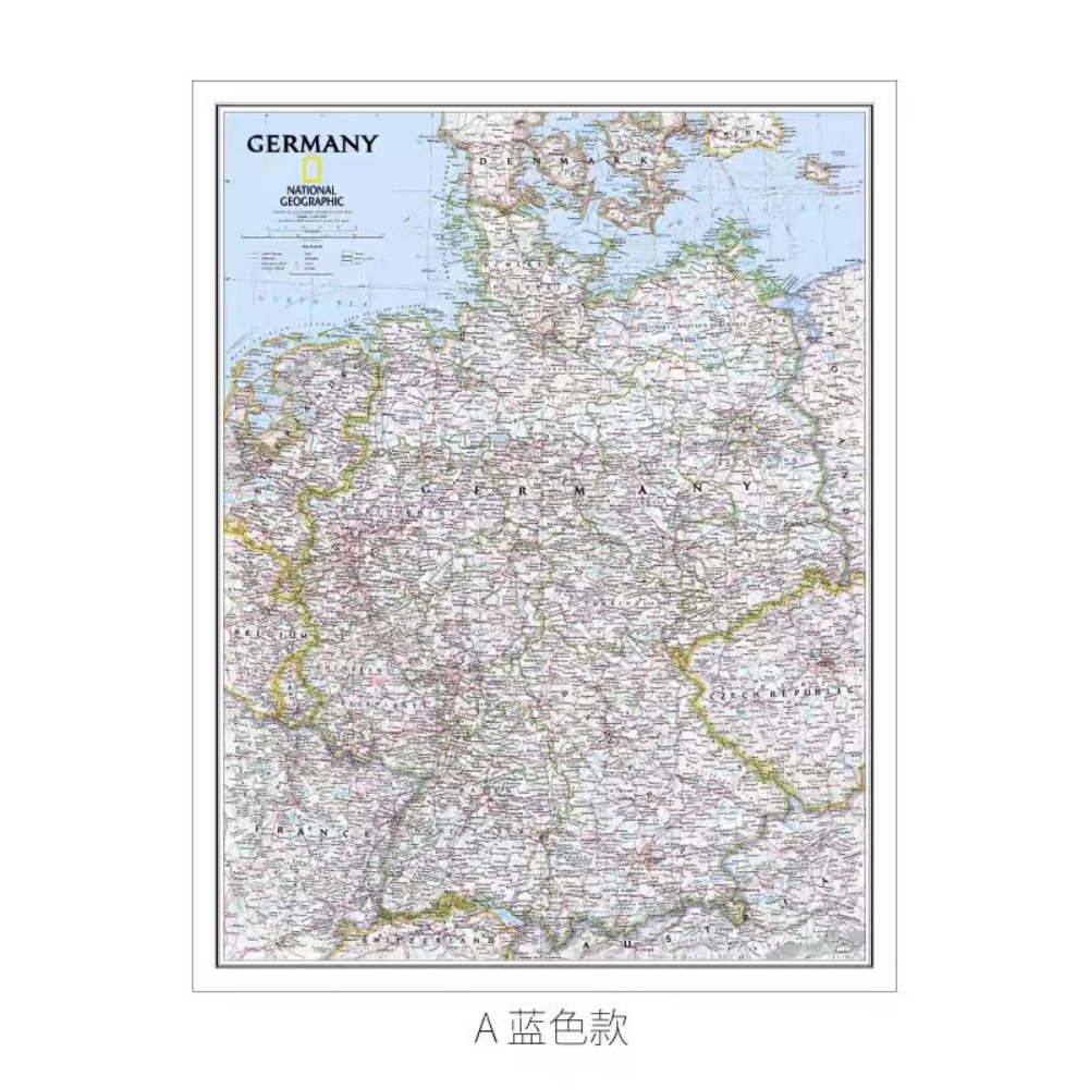 Germany Home Decor - 大型ドイツ地図ウォールアートポスター家の装飾プリント高品質コットンキャンバス絵画壁用、旅行者への最高の贈り物