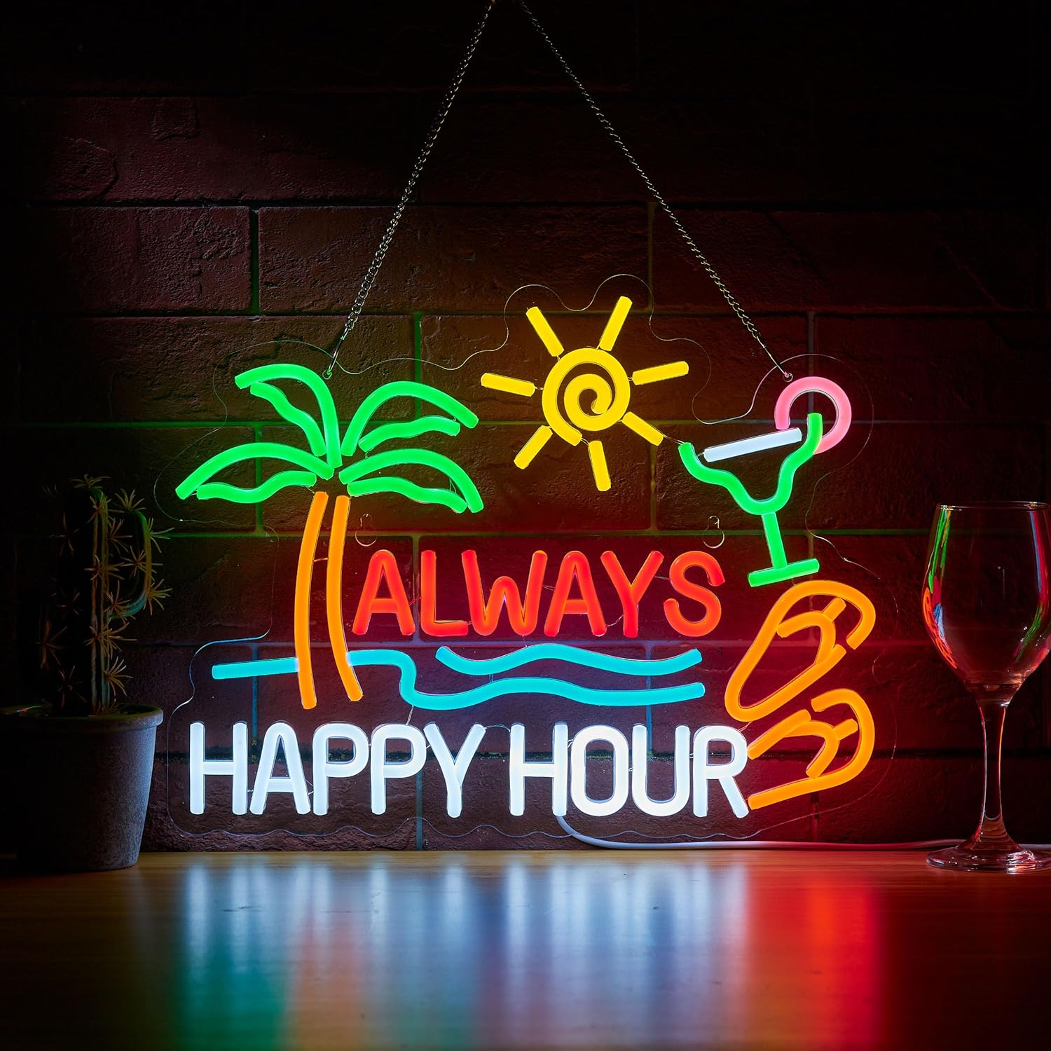 Home Decor Lighting - 常に楽しい時間！ビールバーのネオンサイン、壁飾り用調光可能USB LEDネオンライト、家庭用ティキバー装飾、男の隠れ家パーティー、ギフトに最適