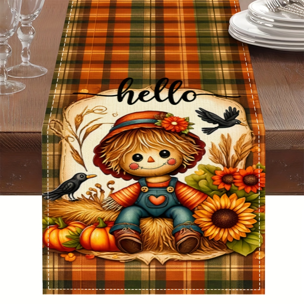Home Decor Market - ハロウィンテーマテーブルフラッグ1個、秋の装飾かわいい素朴なスタイル、パーティー、レストラン、自宅、市場、休日のレイアウトシーンに最適です。