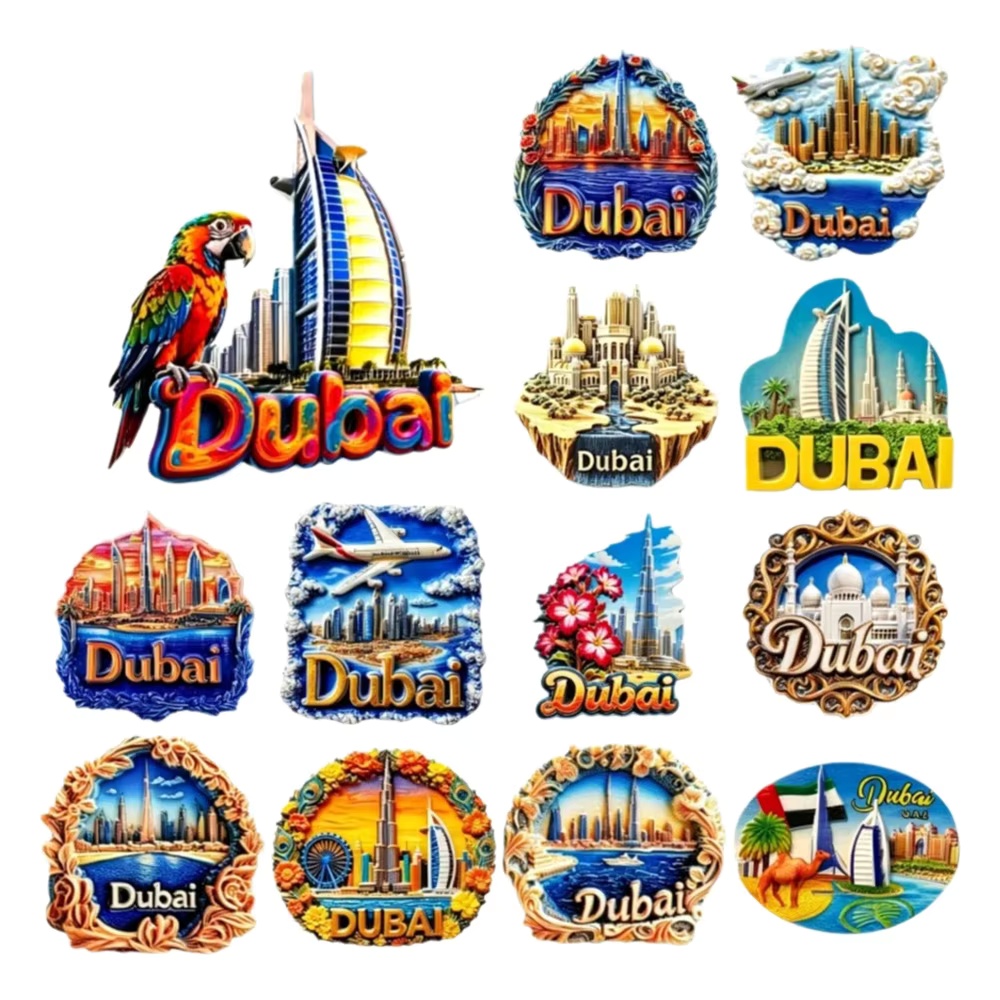 Home Decor Uae - 3D樹脂製ドバイ冷蔵庫マグネットUAEブルジュ・ハリファブルジュ・アル・アラブランドマーク冷蔵庫ステッカー旅行お土産ホームキッチンデコレーションギフト