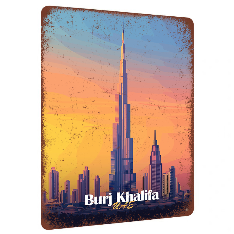 Home Decor Uae - ブルジュ・ハリファ ドバイ UAE スカイライン メタルウォールアート モダンシティスケープ