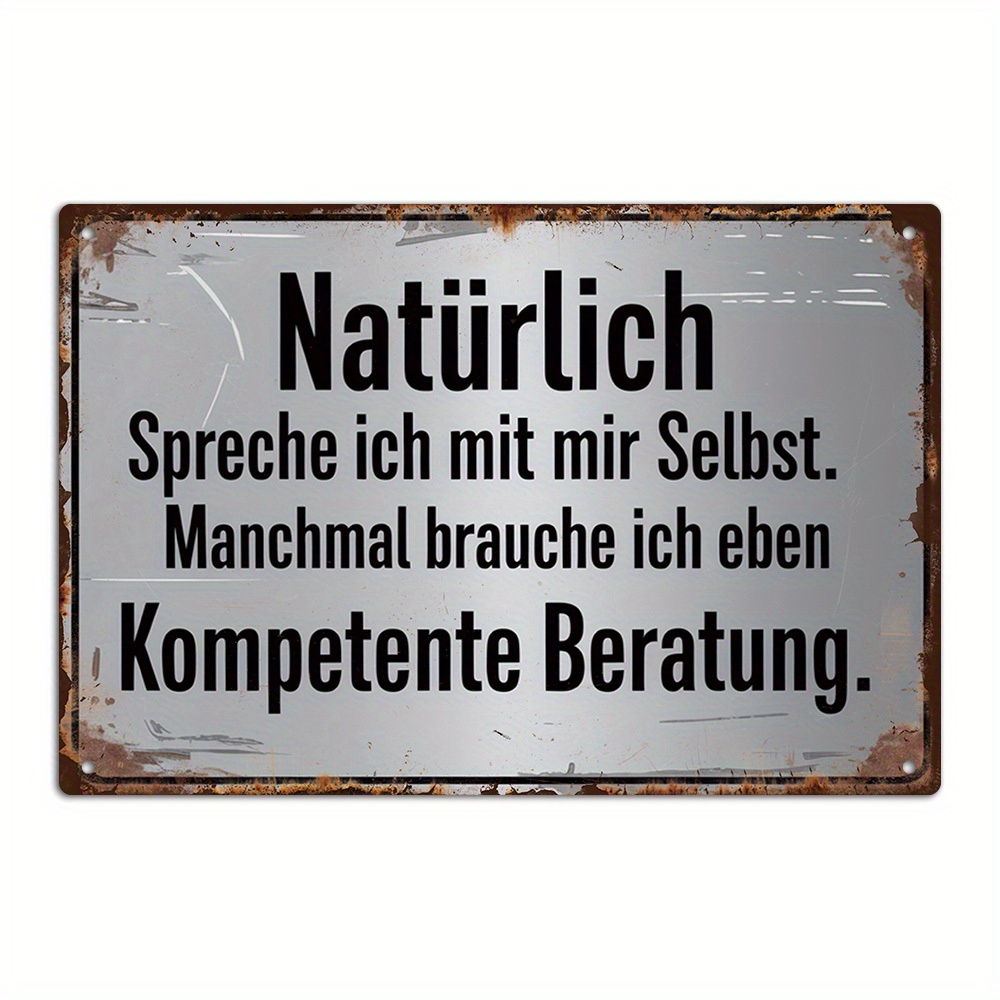 Germany Home Decor - ヴィンテージドイツ製「Spreche ich mit mir Selbst」メタルウォールデコレーション -