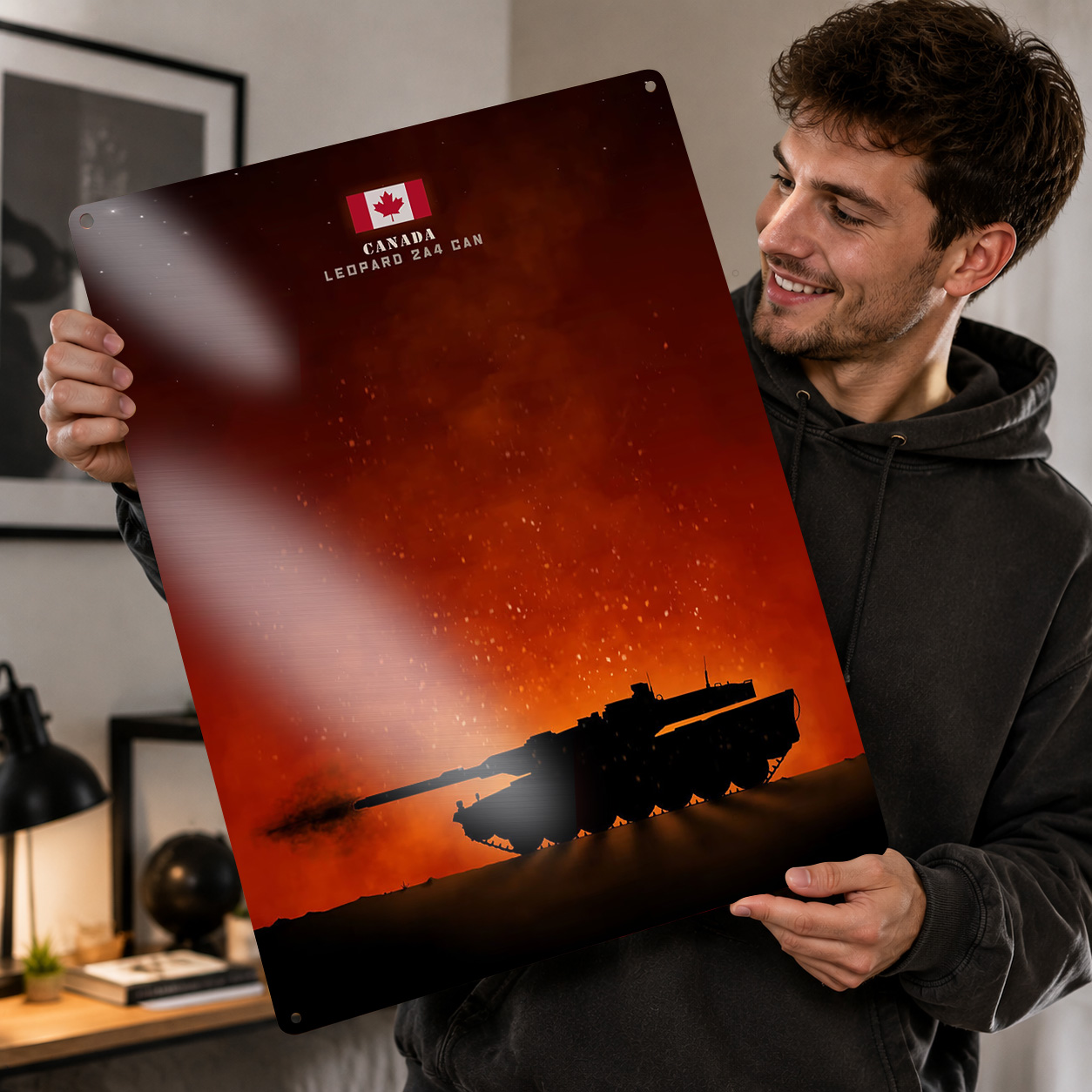 Home Decor Canada - レオパルド2A4 カナダ主力戦車 3Dテクスチャプリントポスター カスタムヴィンテージメタルティンプレートサイン 壁飾り ホームデコレーション