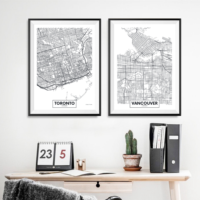 Home Decor Vancouver - カナダトロント市内地図ポスターやプリント現代のミニマリストの壁アートキャンバス絵画バンクーバー地図画像壁の装飾
