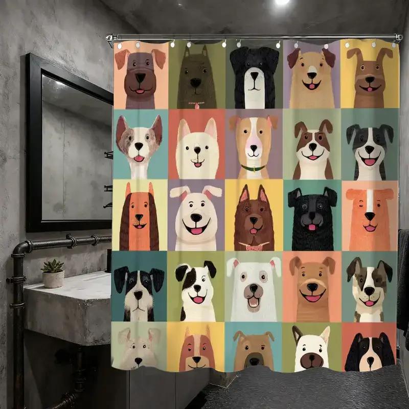 Home Decor Market - ペットマーケットシリーズのかわいいペットデーシャワーカーテン、フック付き、浴槽、バスルーム、家の装飾に最適、空間の美観を高めます。
