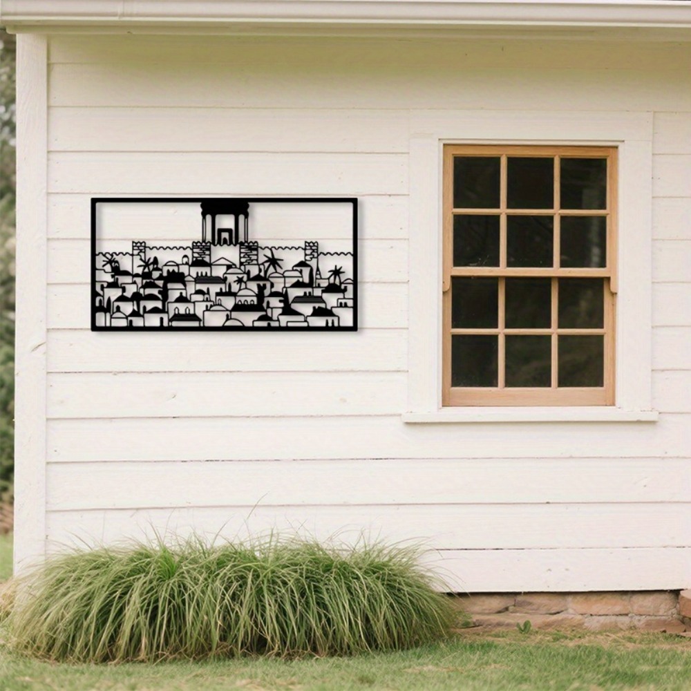 Home Decoration - CIFBUY 金属製ウォールアート エルサレム壁画像 ユダヤ文化装飾 錆びにくい鉄工芸品 ホームハンギングオーナメント