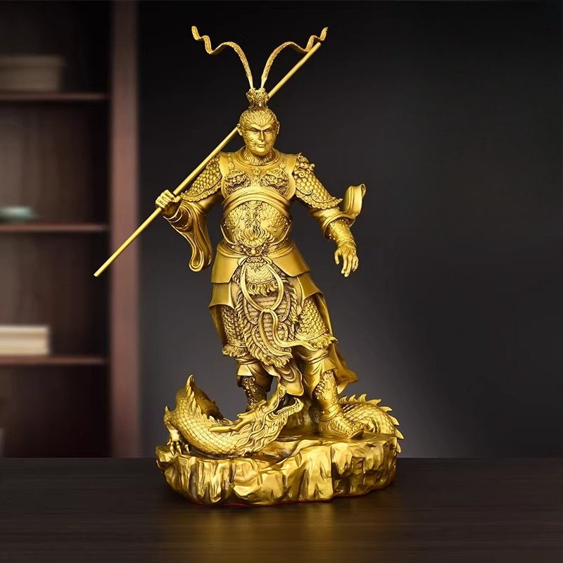 勝利した仏陀孫悟空の真鍮製猿像、リビングルームや玄関の家の装 - Home Decor Statue のレビューと価格