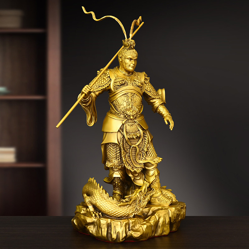 勝利した仏陀孫悟空の真鍮製猿像、リビングルームや玄関の家の装 - Home Decor Statue のレビューと価格