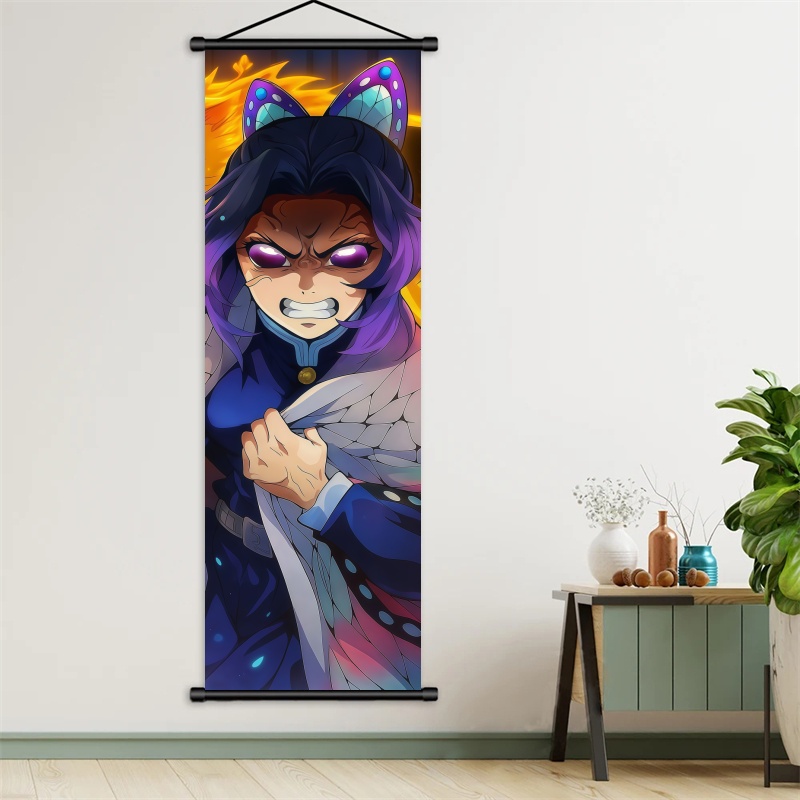 胡蝶しのぶ デーモンスレイヤーアートファブリック掛け軸、アニ - Home Decor Furniture のレビューと価格