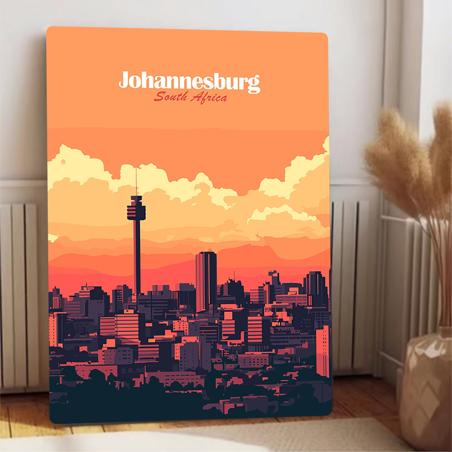 ヨハネスブルグ南アフリカ都市のスカイラインメタルウォールアー - Home Decor Johannesburg のレビューと価格