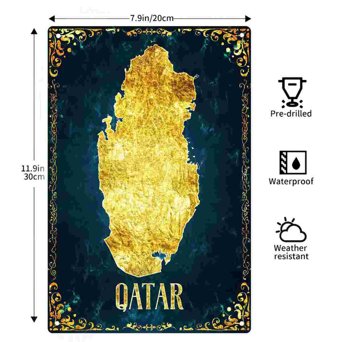 2Dフラット1個入り「カタールゴールドマップ」メタルウォール - Home Decor Qatar のレビューと価格
