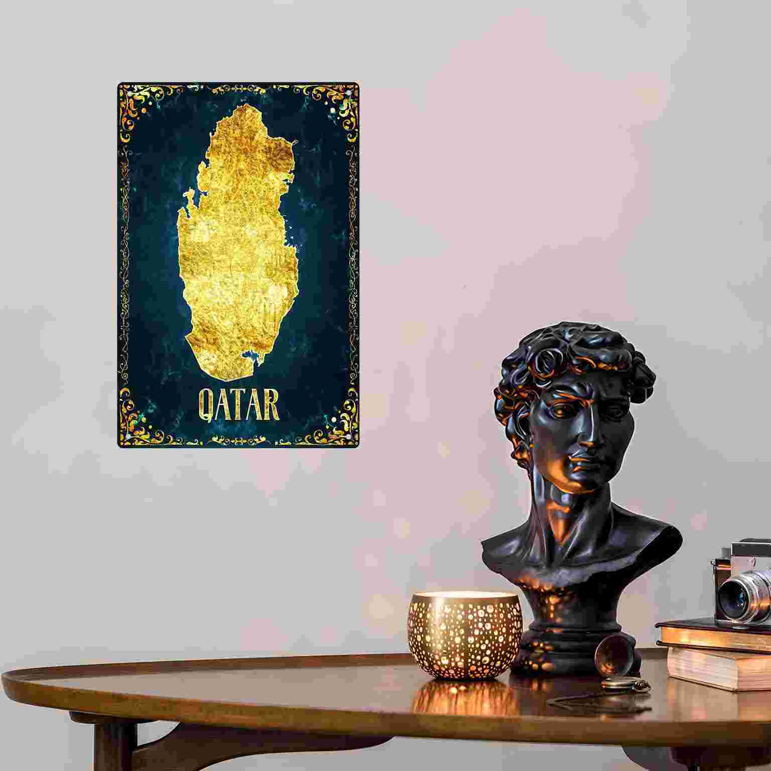 2Dフラット1個入り「カタールゴールドマップ」メタルウォール - Home Decor Qatar のレビューと価格