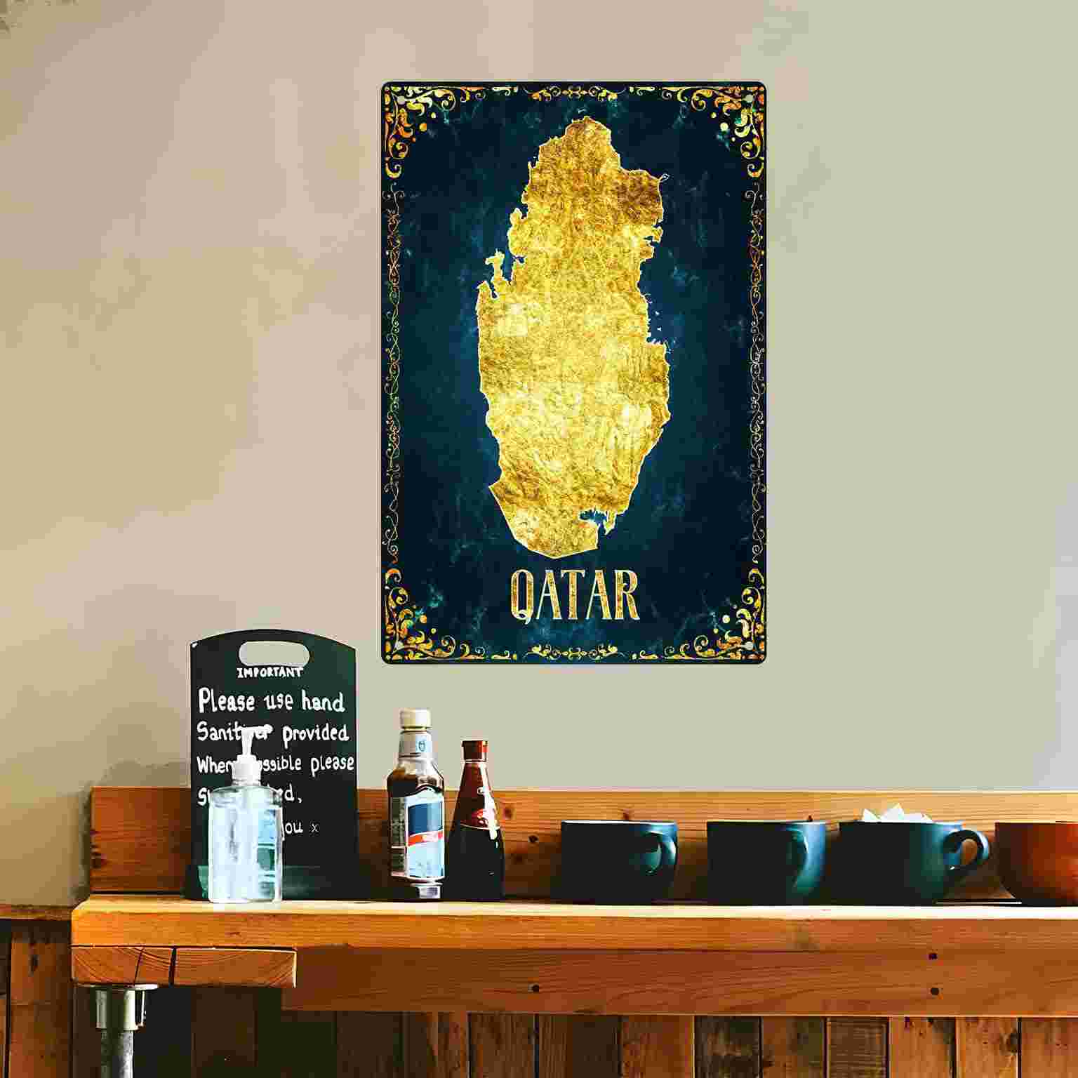 2Dフラット1個入り「カタールゴールドマップ」メタルウォール - Home Decor Qatar のレビューと価格