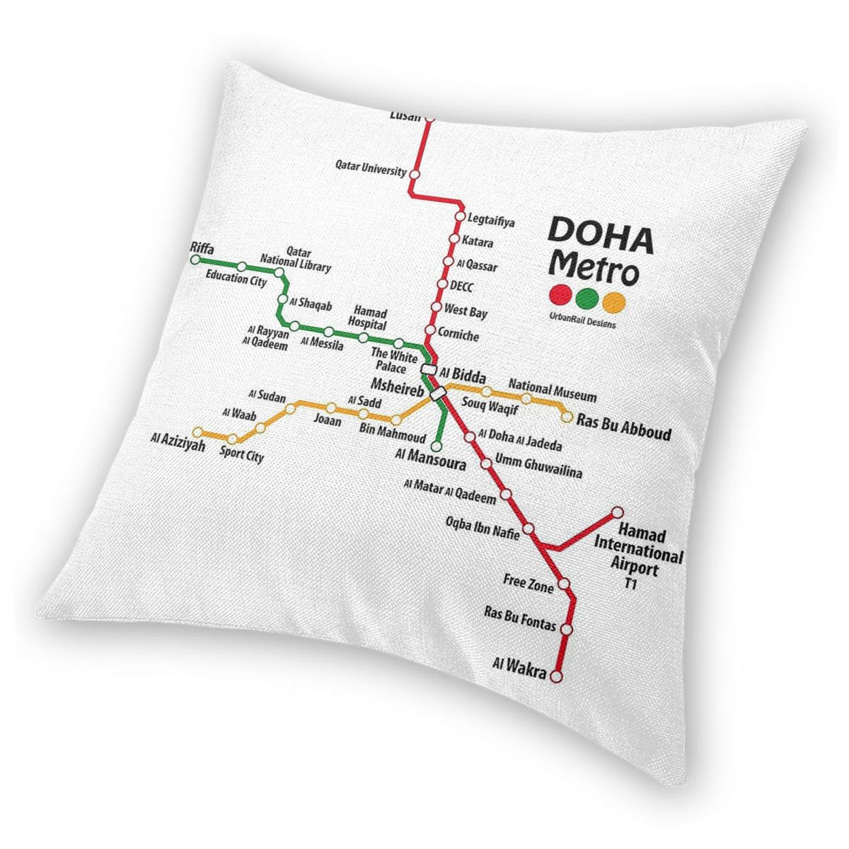 カタールドーハ地下鉄地図正方形枕カバーポリエステルリネンベル - Home Decor Qatar のレビューと価格