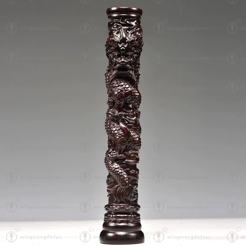 ローズウッド彫刻龍柱像、中国の十二支の龍の置物、家庭用および - Home Decor Statue のレビューと価格
