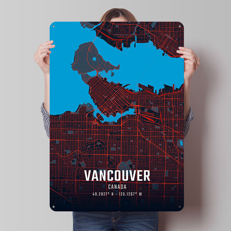 バンクーバー市内地図メタルポスターカスタムウォールアートレト - Home Decor Vancouver のレビューと価格