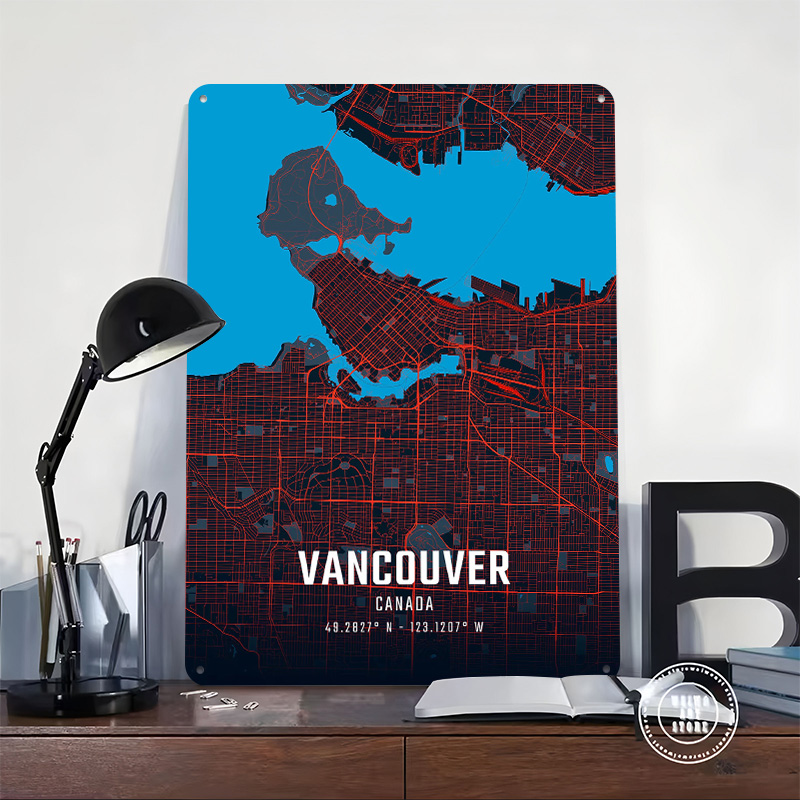 バンクーバー市内地図メタルポスターカスタムウォールアートレト - Home Decor Vancouver のレビューと価格