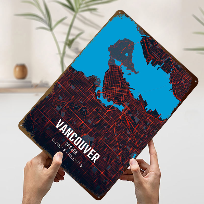 バンクーバー市内地図メタルポスターカスタムウォールアートレト - Home Decor Vancouver のレビューと価格
