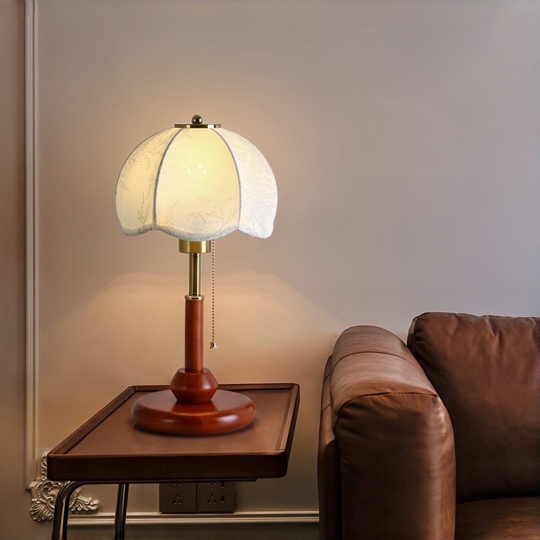 ヴィンテージスカラップドームテーブルランプ寝室ナイトスタンド - Home Decor Lighting のレビューと価格