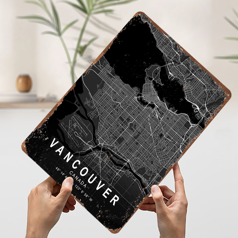 バンクーバーダークマップ3Dプリントテクスチャポスターパーソ - Home Decor Vancouver のレビューと価格