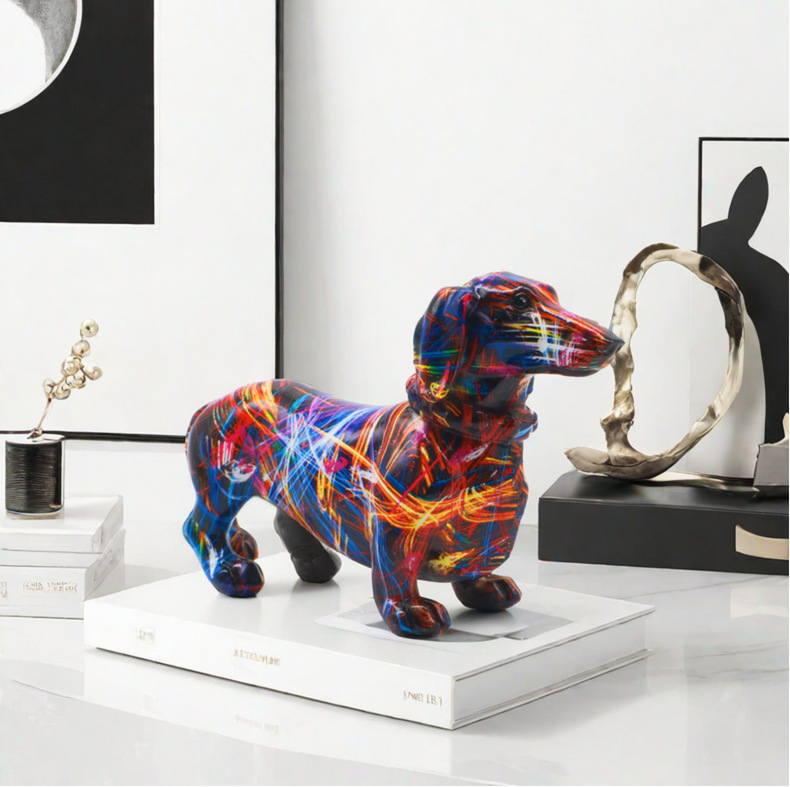 樹脂製落書き風犬像 モダンな家の装飾 動物彫刻 アクションフ - Home Decor Statue のレビューと価格