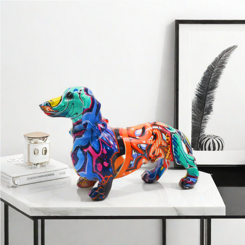樹脂製落書き風犬像 モダンな家の装飾 動物彫刻 アクションフ - Home Decor Statue のレビューと価格