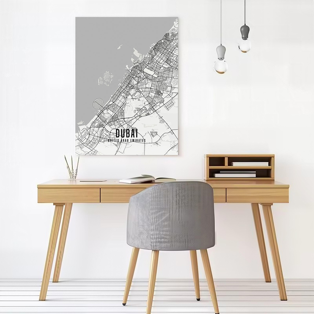 UAE ドバイ市地図ポスターキャンバスウォールアートパーソナ - Home Decor Uae のレビューと価格