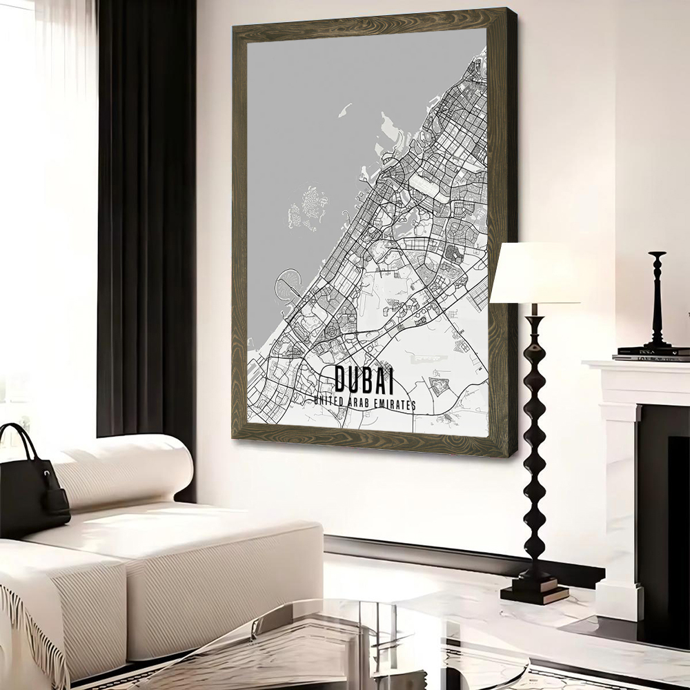 UAE ドバイ市地図ポスターキャンバスウォールアートパーソナ - Home Decor Uae のレビューと価格