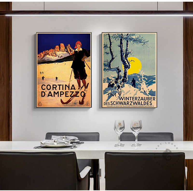 カナダのスキーキャンバスキャンバス絵画スキーヴィンテージのク - Home Decor Canada のレビューと価格