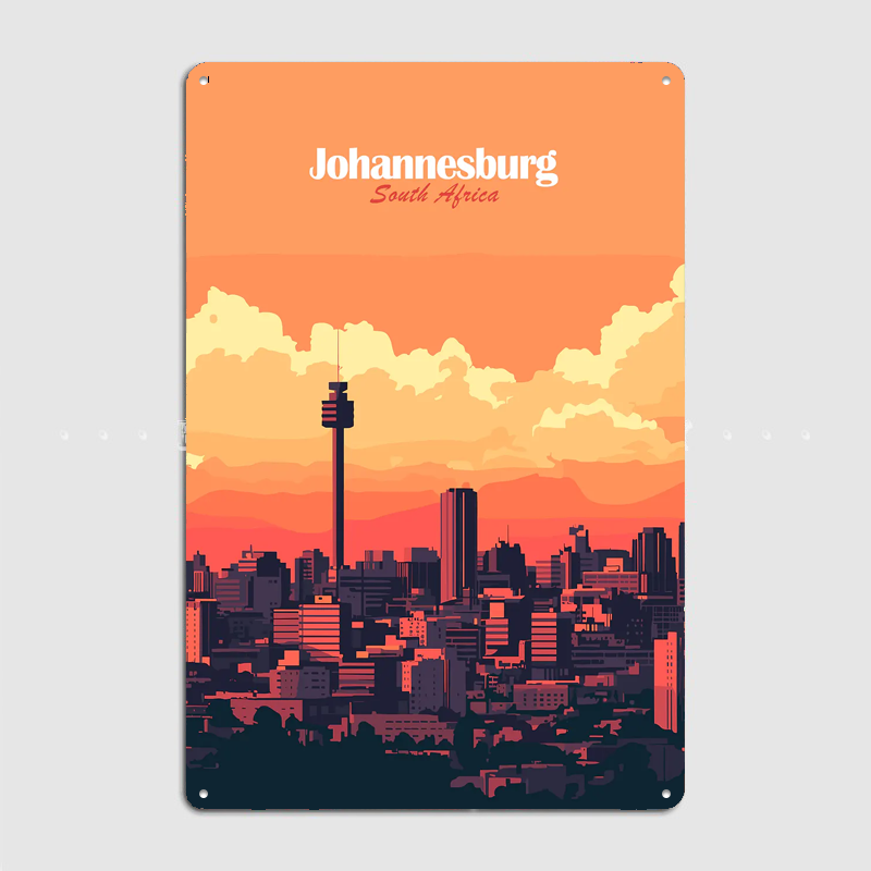 ヨハネスブルグのスカイライン旅行風景ポスターレトロガレージク - Home Decor Johannesburg のレビューと価格