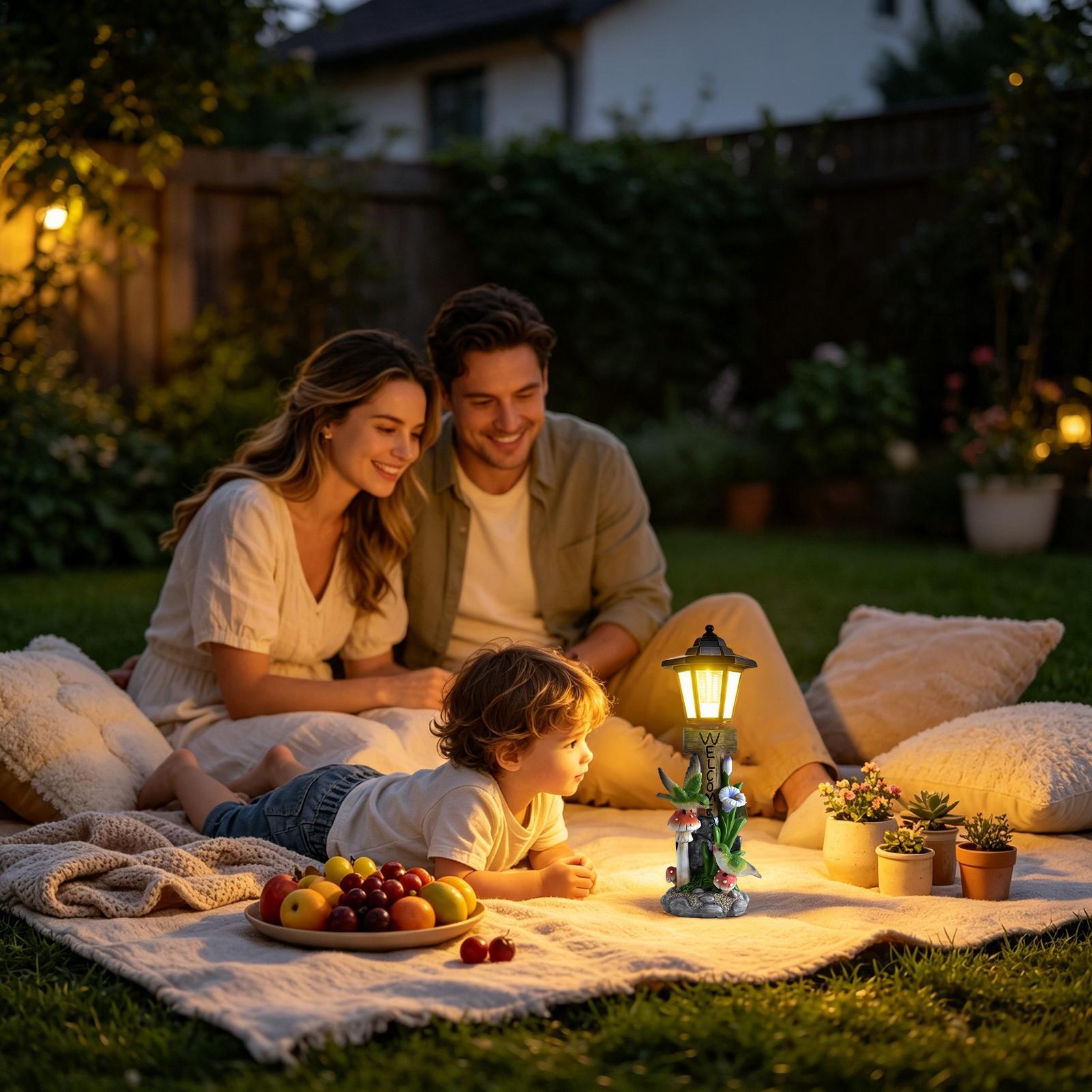 ソーラーガーデンライト像自動オン/オフ樹脂彫刻照明芝生装飾置 - Home Decor Statue のレビューと価格