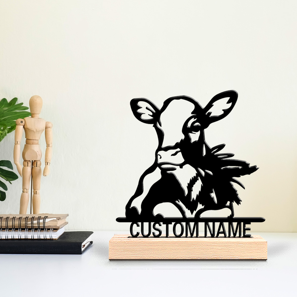1個入り クリエイティブな牛のカスタムネームメタルスタチュー - Home Decor Statue のレビューと価格