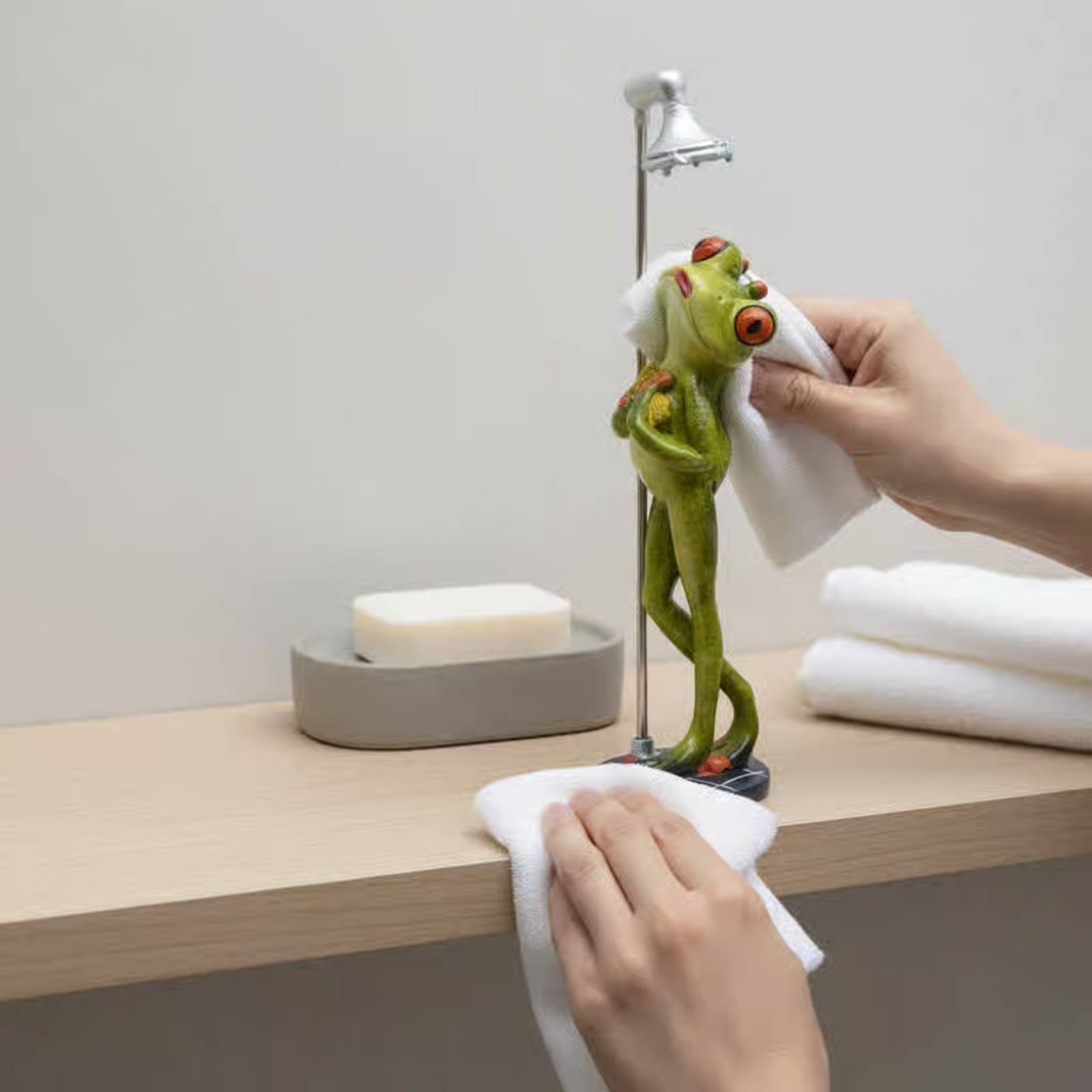 シャワー浴びるカエルの置物 素晴らしい贈り物 お風呂に入るカ - Home Decor Statue のレビューと価格