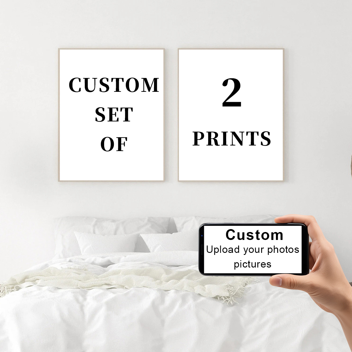 2 ピース/セットカスタムキャンバスプリント写真壁アートパー - Home Decor Furniture のレビューと価格
