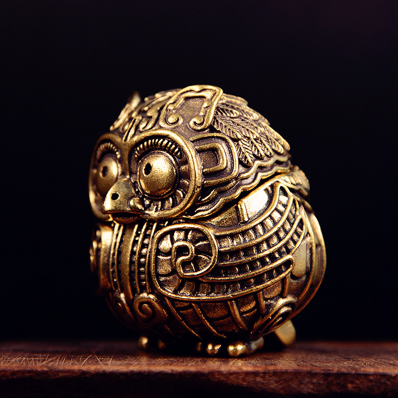 アンティーク真鍮かわいいフクロウ小さな像デスクトップ装飾ヴィ - Home Decor Humacao のレビューと価格