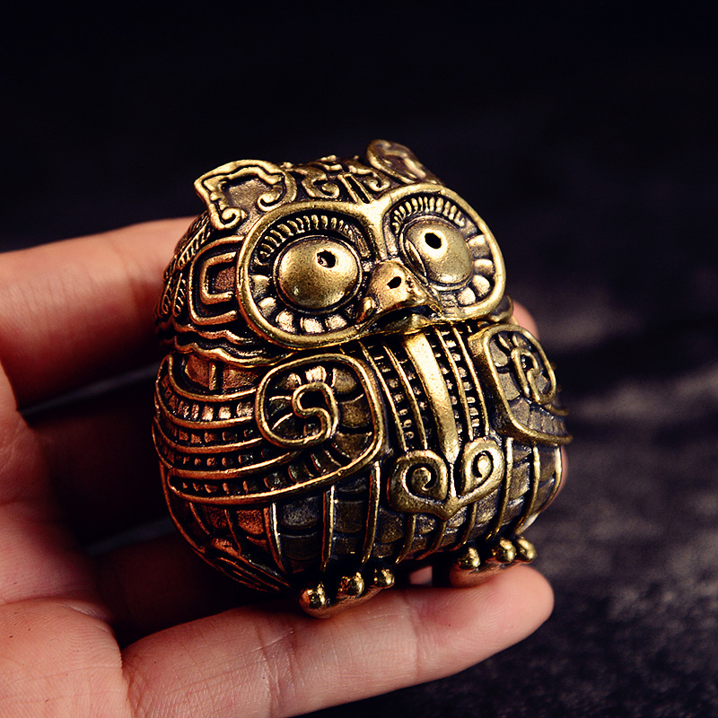 アンティーク真鍮かわいいフクロウ小さな像デスクトップ装飾ヴィ - Home Decor Humacao のレビューと価格