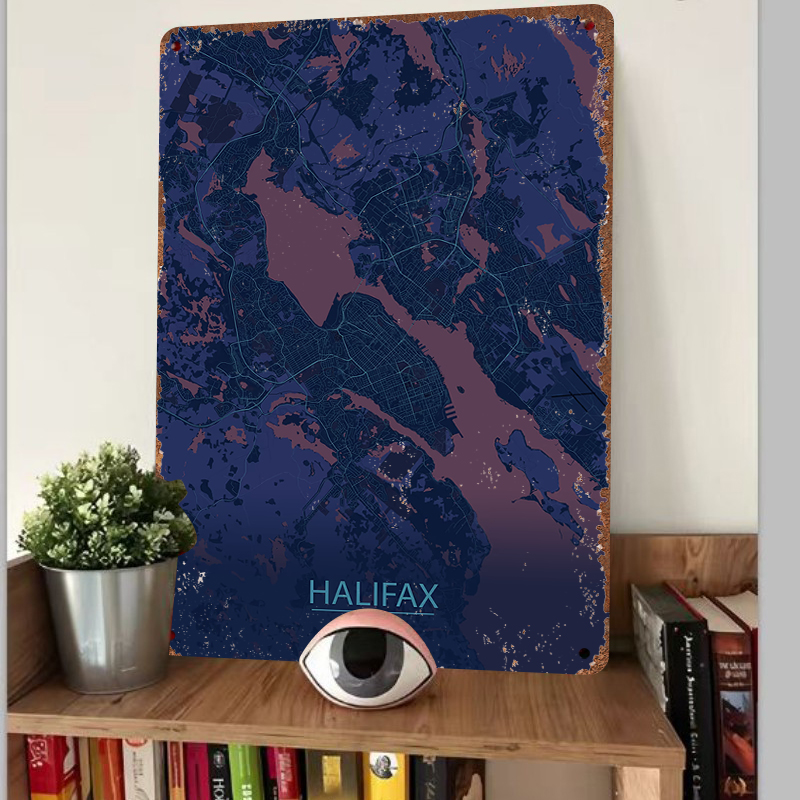 ハリファックス カナダ市地図 メタルウォールアート モダンホ - Home Decor Canada のレビューと価格