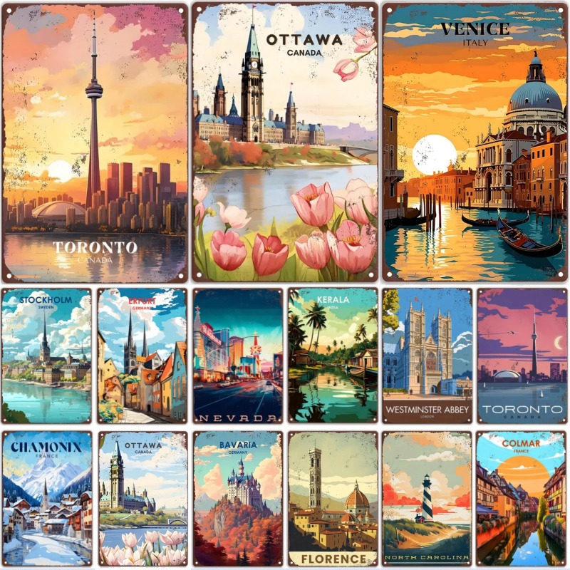 レトロメタルサイン 世界旅行 ヴェニス カナダ トロント ヴ - Home Decor Canada のレビューと価格