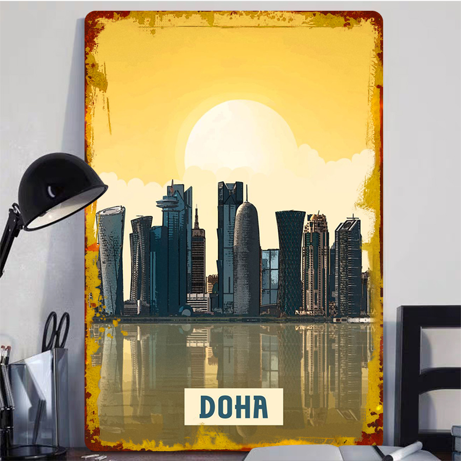 ドーハのスカイラインメタルウォールアート、カタール都市景観装 - Home Decor Qatar のレビューと価格