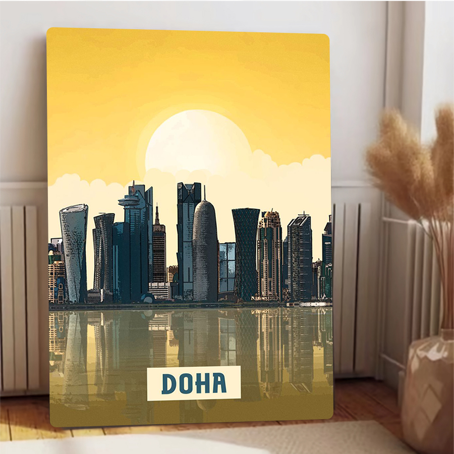 ドーハのスカイラインメタルウォールアート、カタール都市景観装 - Home Decor Qatar のレビューと価格