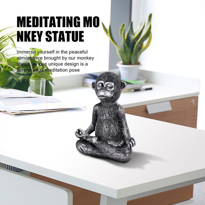 瞑想中の猿の像 樹脂製 ヨガ仏像 ホームデコレーション彫刻  - Home Decor Statue のレビューと価格