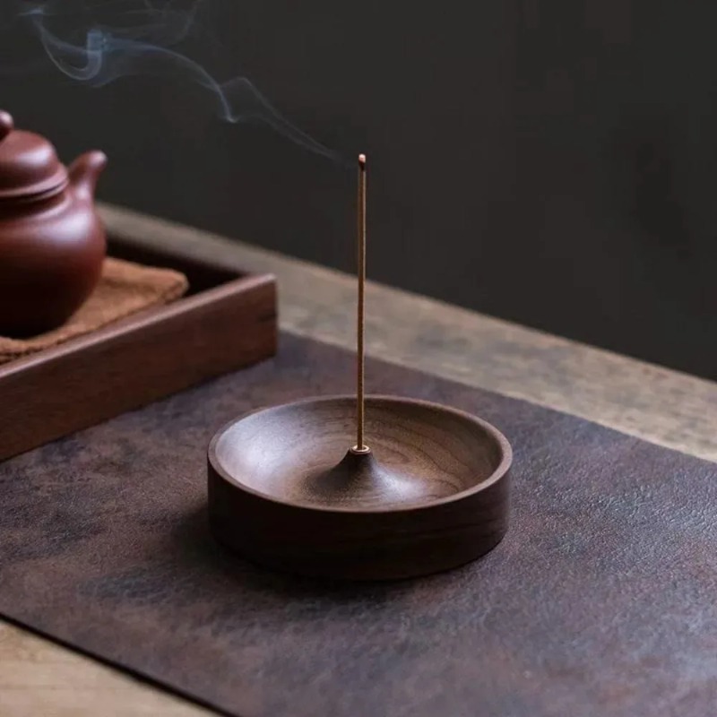 黒クルミ無垢材香炉手作り茶道ラウンド香炉沈香トレイホルダー家 - Home Decor Humacao のレビューと価格