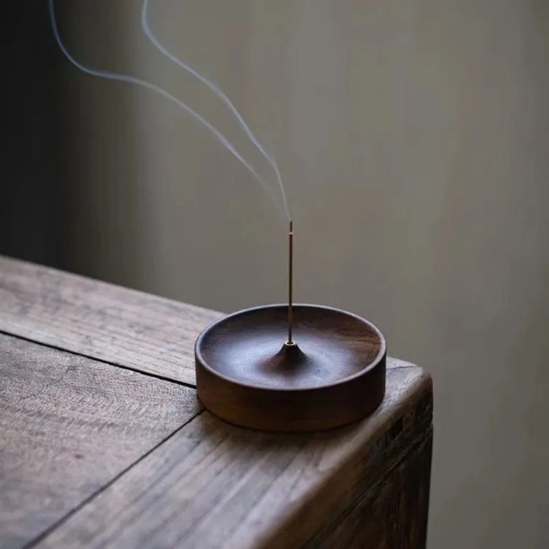 黒クルミ無垢材香炉手作り茶道ラウンド香炉沈香トレイホルダー家 - Home Decor Humacao のレビューと価格