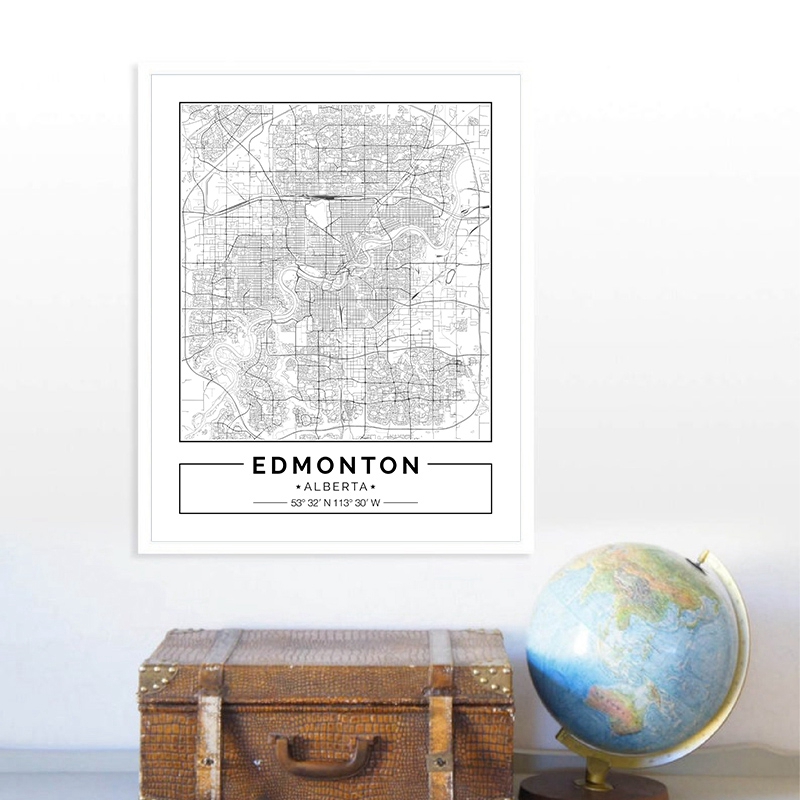 Edmonton-黒と白のキャンバスのポスター,家の壁の装飾 - Home Decor Canada のレビューと価格
