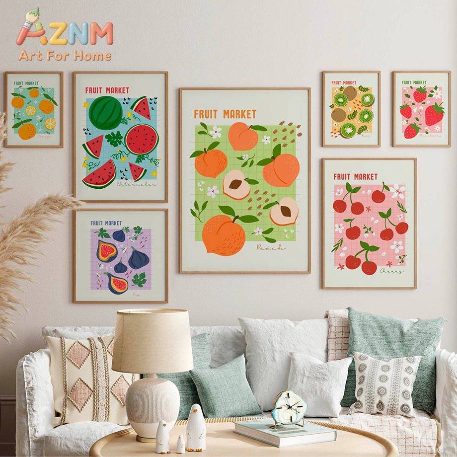 AZNM フルーツマーケット キャンバスウォールアート カラ - Home Decor Market のレビューと価格