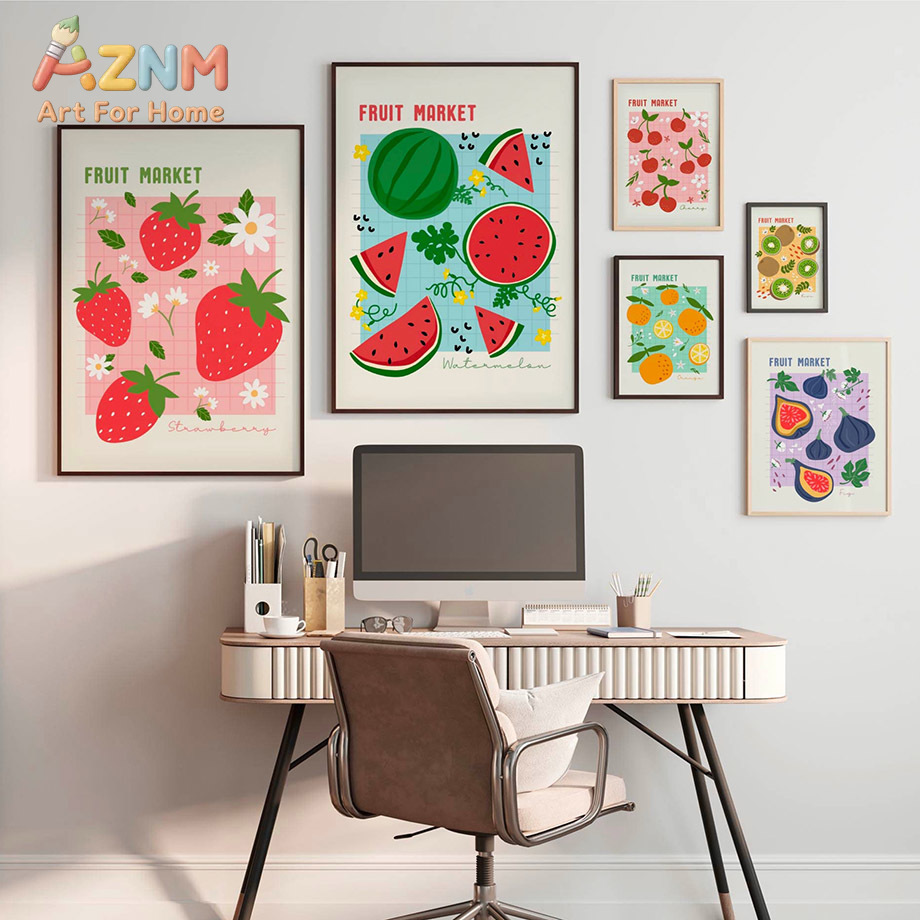 AZNM フルーツマーケット キャンバスウォールアート カラ - Home Decor Market のレビューと価格